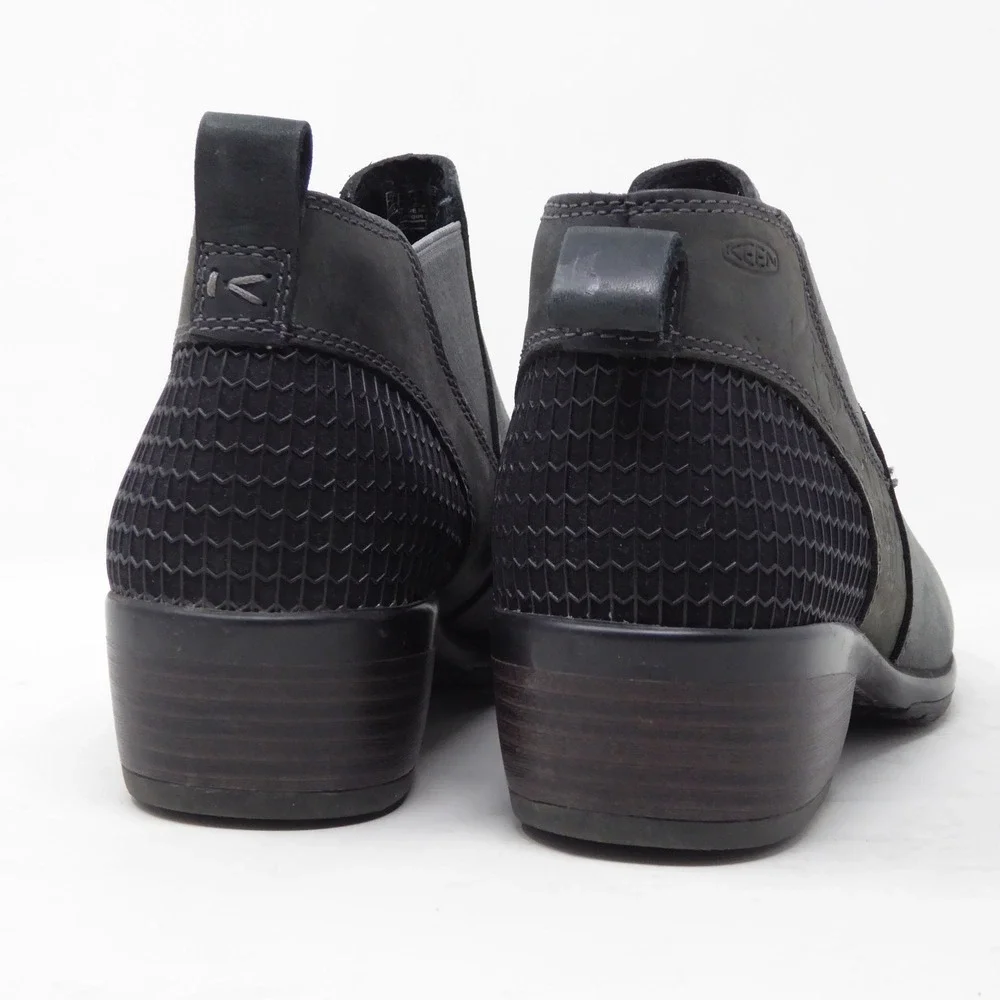 KEEN Womens Morrison Chelsea Block Heel Boots Black Leather Size 5.5